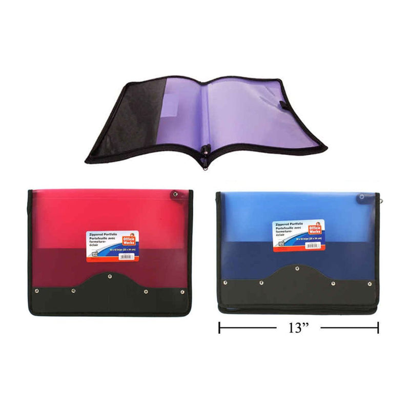 Portafolio de plástico con cierre de 10x13 " (1pza) (Viene en colores variados al azar)