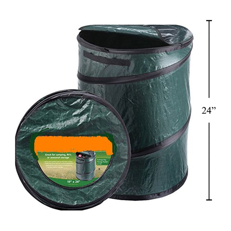 Bote de basura colapsable para acampar con cremallera y asa, 19 "x 24"