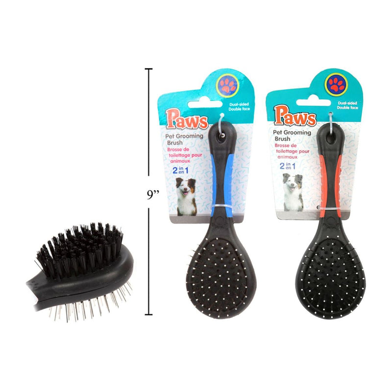 Cepillo para perros de doble cara 2 en 1, 6 ", (1pza) (Viene en colores variados al azar)