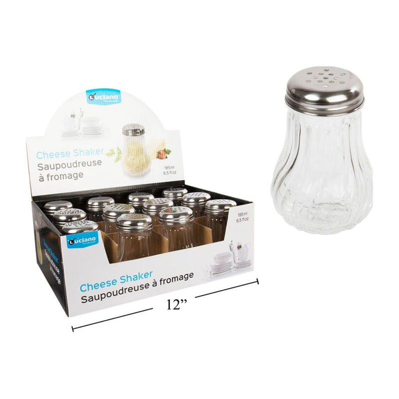 Glass Cheese Shaker Coctelera de vidrio para queso Luciano, 2.75 "de diámetro x 4.125" de alto