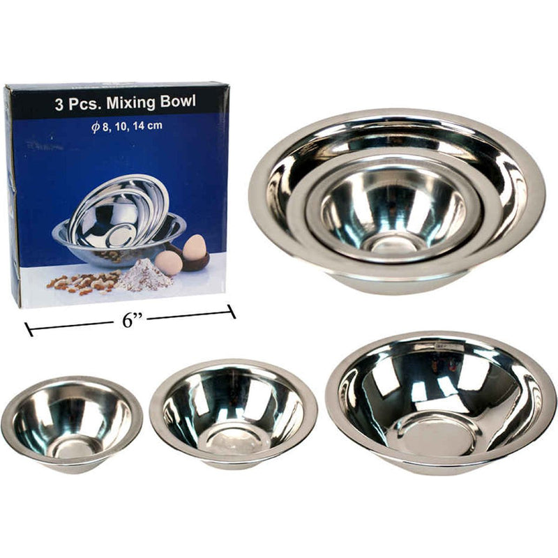 Juego Tazón bowl de mezcla inoxidable de 3 piezas Luciano, caja de color de 3.125 "/ 4" /5.5 "