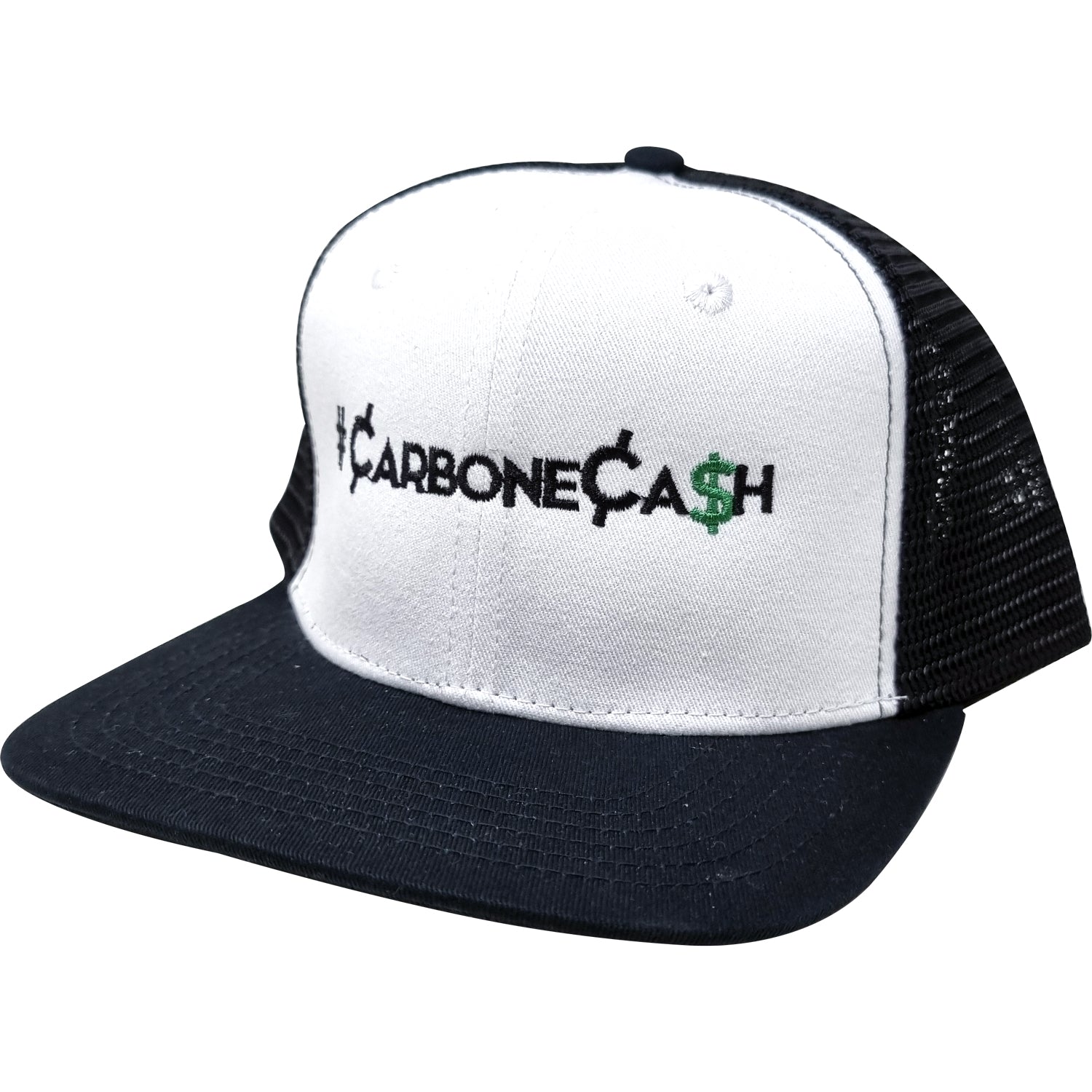 Gorra Carbone de malla, visera plana. Color negro y blanco