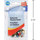 Tachuelas para pulgar de colores de 175 piezas, colores surtidos