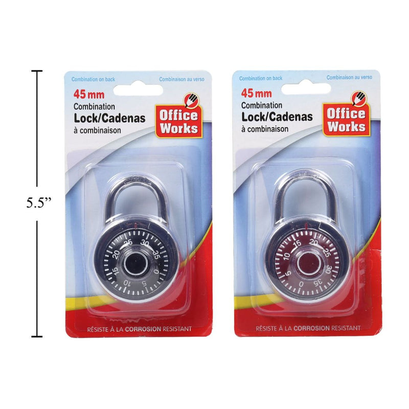 Candado de combinación de 45 mm, cromado  (1pza) (Viene en colores variados al azar)