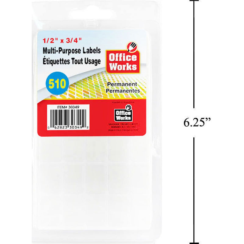 Etiqueta multipropósito, 510 piezas 1 / 2x3 / 4 "