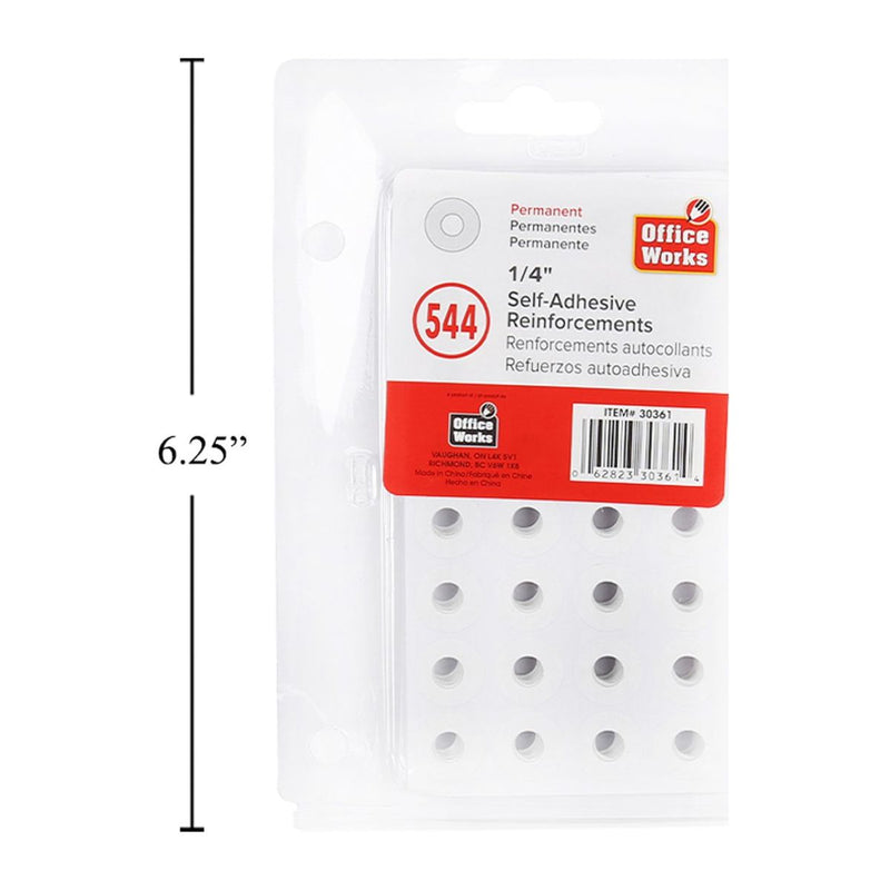 Etiquetas de refuerzo de 1/4 ", 544 pzs., Blancas