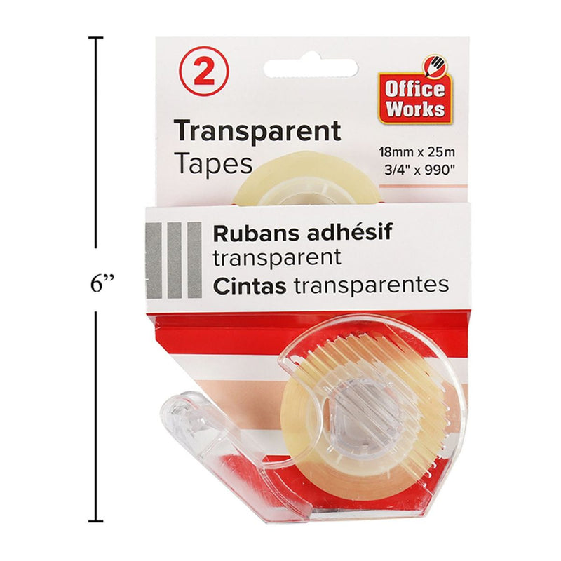 Cinta pegante de 2 piezas con dispensador, 25 mx 18 mm