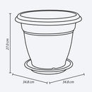 Macetera redonda con plato, de 35 cm, color terracota