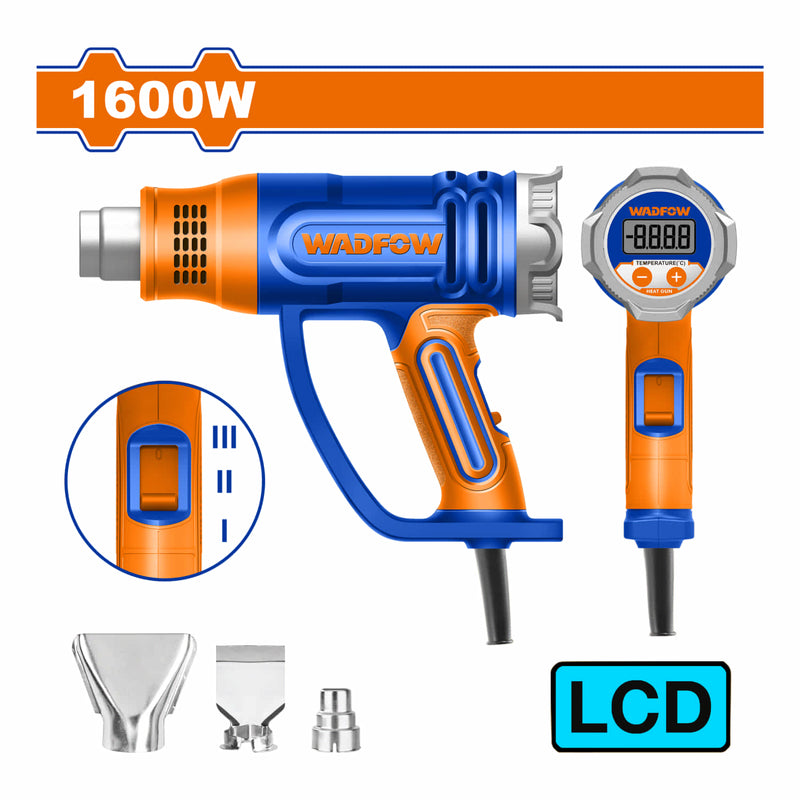 Pistola de calor 1600W 110-120V Temp 600ºC Pantalla LCD Incluye boquilla. Blower aire caliente