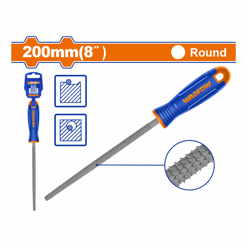 Lima Redonda Para Madera. 200mm. Acero al carbono. Escofina redonda.