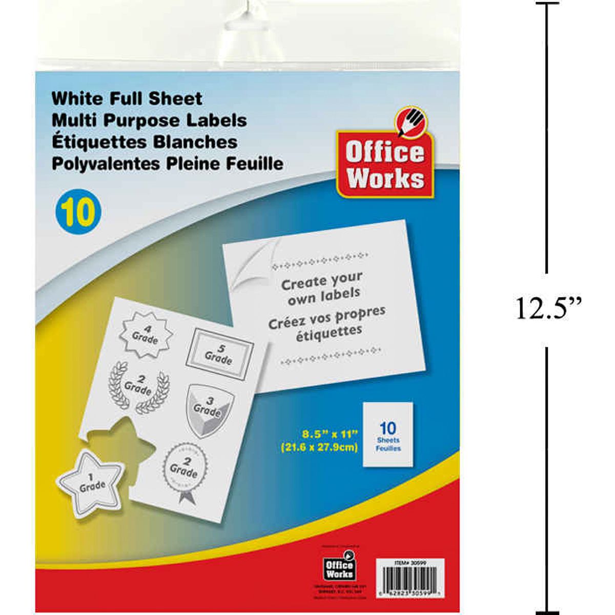 Etiquetas de hoja completa de 10 piezas, 8.5 "x11", multipropósito