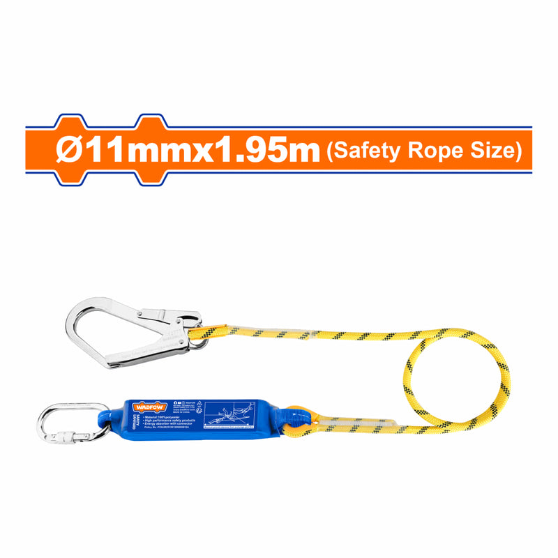 Línea de vida para arnés anticaídas absorbedor impacto con 2 ganchos mosquetones 11mmx1.95mm