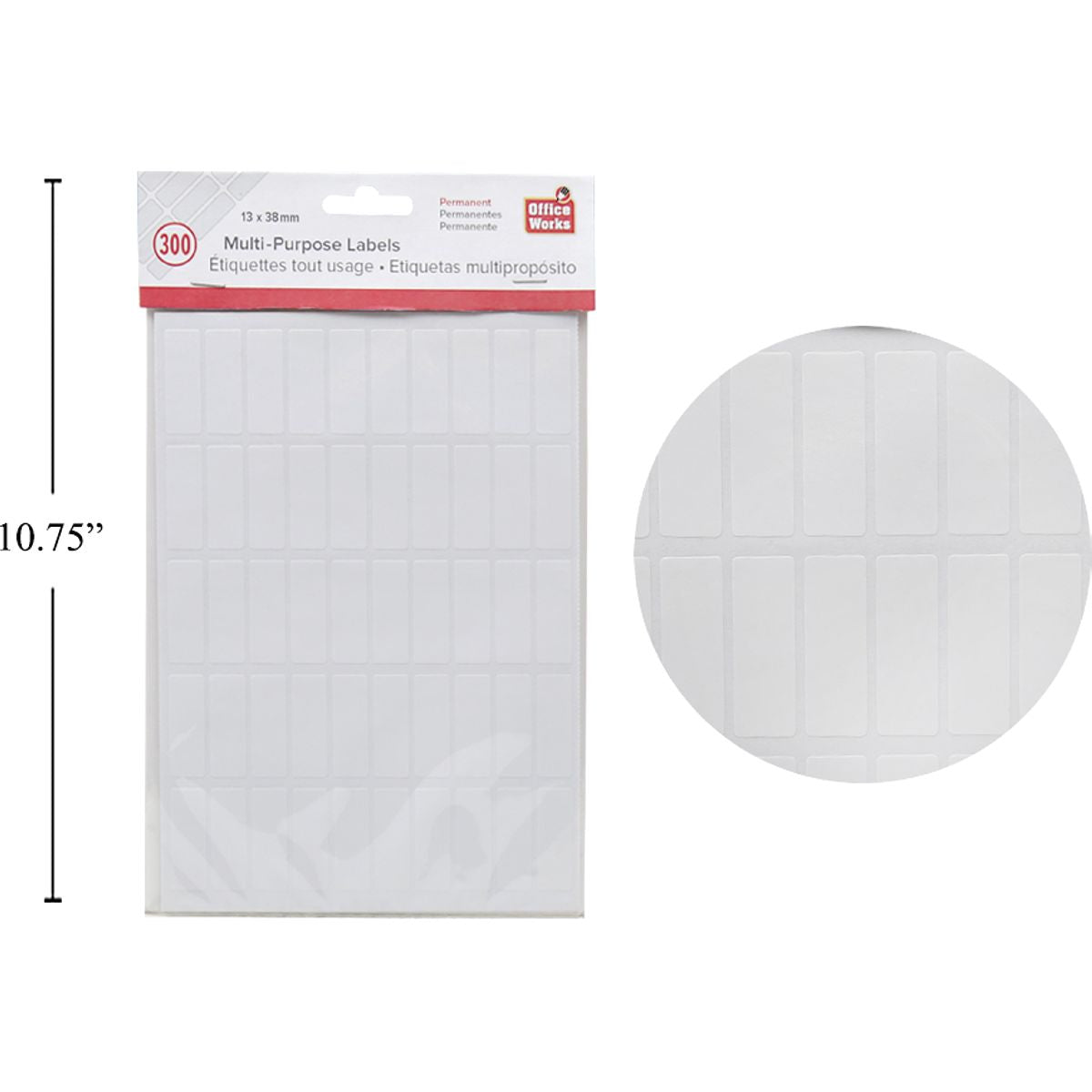 Etiqueta multipropósito, 300 piezas 13x38 mm, PBH