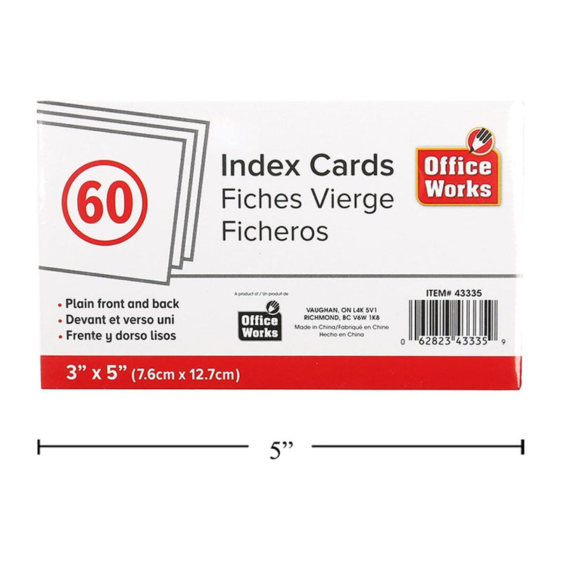 Ficha en blanco de 3x5 ", 60 piezas, 150 g, inserto + envoltura retráctil (HZ)