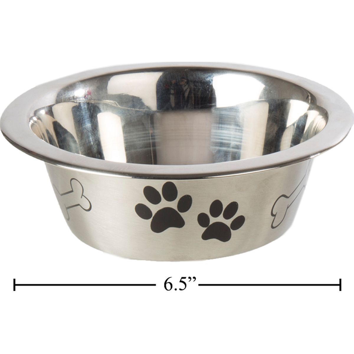 Tazón para mascotas de acero inoxidable de 6.25 " Exterior mate e impreso