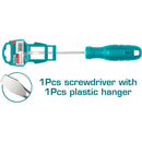 Destornillador plano 40 Cr, mango redondo. Ranura: 6 mm. Diámetro: 6 mm. Longitud: 125 mm