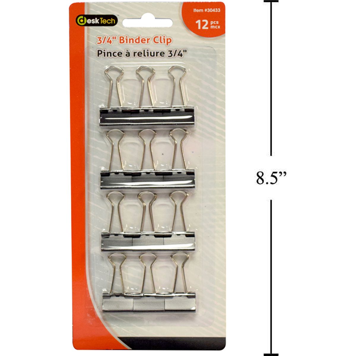 Desk Tech - Clip sujetapapeles para carpetas de 3/4 ", 12 piezas, Negro