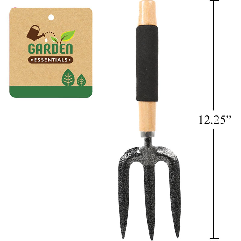 Garden E. Horquilla de acero al carbono de 12.25 "con mango de madera y agarre de espuma, cht