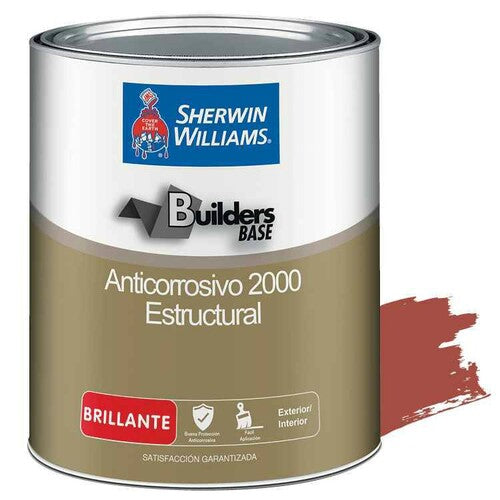 Pintura anticorrosiva brillante color rojo, 1/4 Galón. Sherwin Williams
