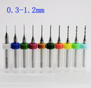 Juego de 10pcs de mini brocas 0,3-1,2mm vastago de 1/8" para perforaciones chicas en tarjetas elect