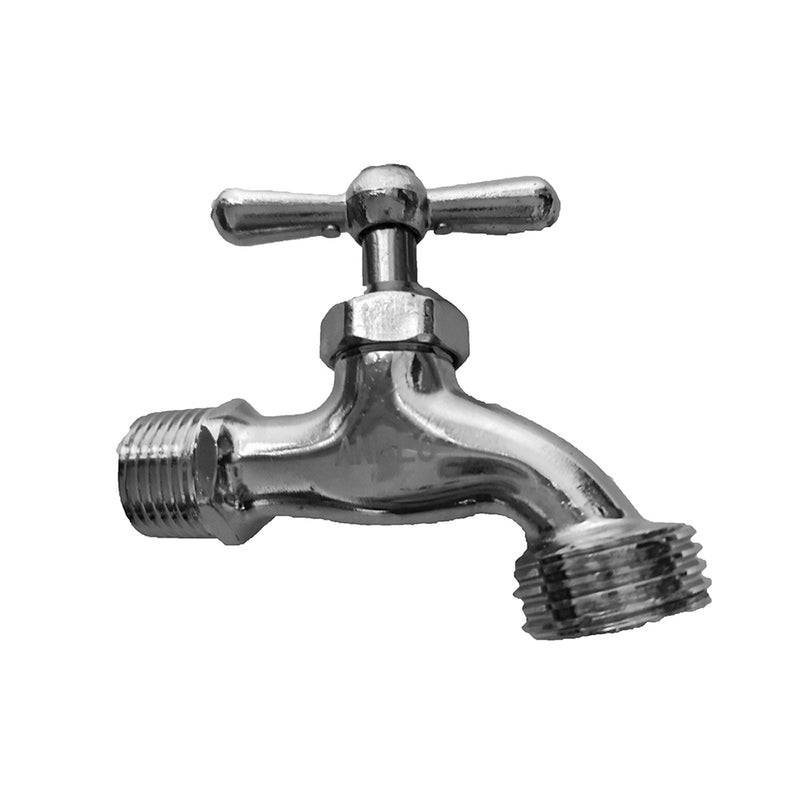 Llave de agua con rosca para manguera 1/2". Cromada. NESSATI