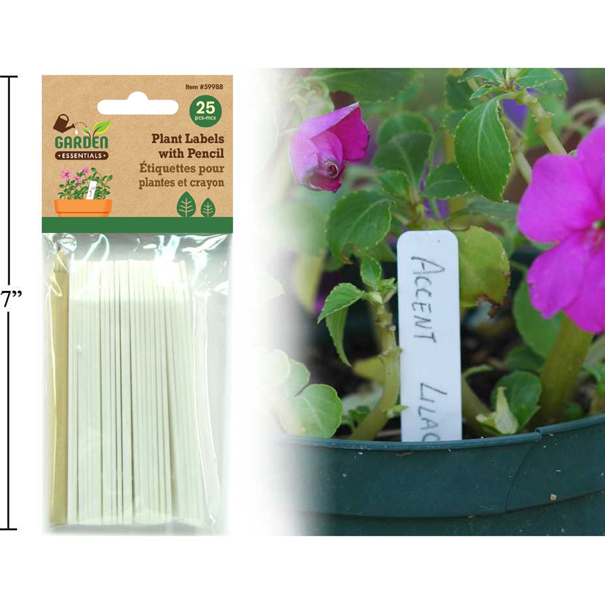 Garden E. Etiquetas para plantas de 25 piezas con lápiz, blanco, pbh