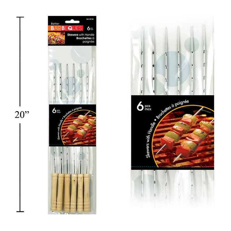 BBQ 6 pinchos de 15.75 "con mangos de madera