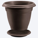 Macetera redonda con plato, de 50 cm, color wengué