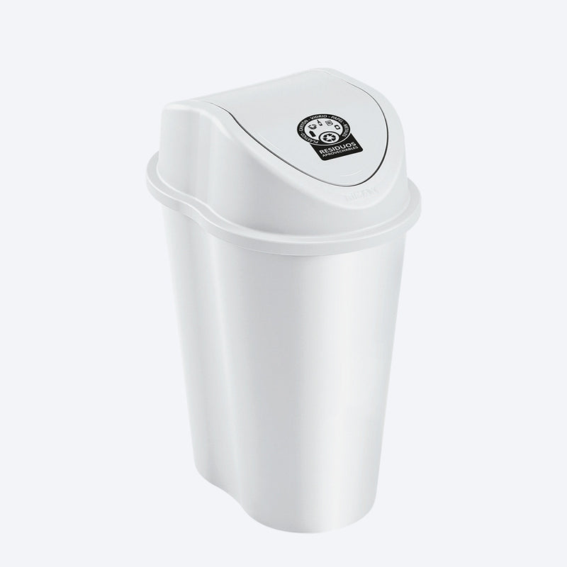 Papelera style con tapa vaivén de 25l, color blanco