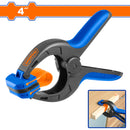 Abrazadera de resorte para sujeción 4". Cuerpo de plástico y fibra de vidrio. Mandíbulas de ABS. Pinza