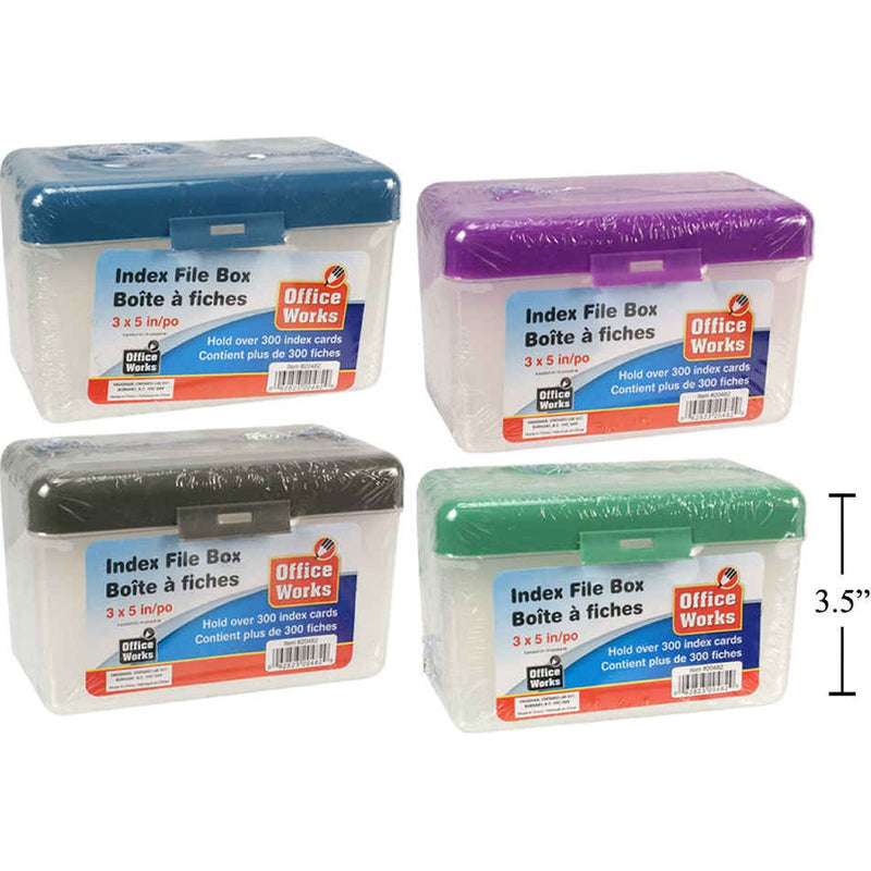 Caja para archivos de tarjetas de índice de 3 x 5  (1pza) (Viene en colores variados al azar)