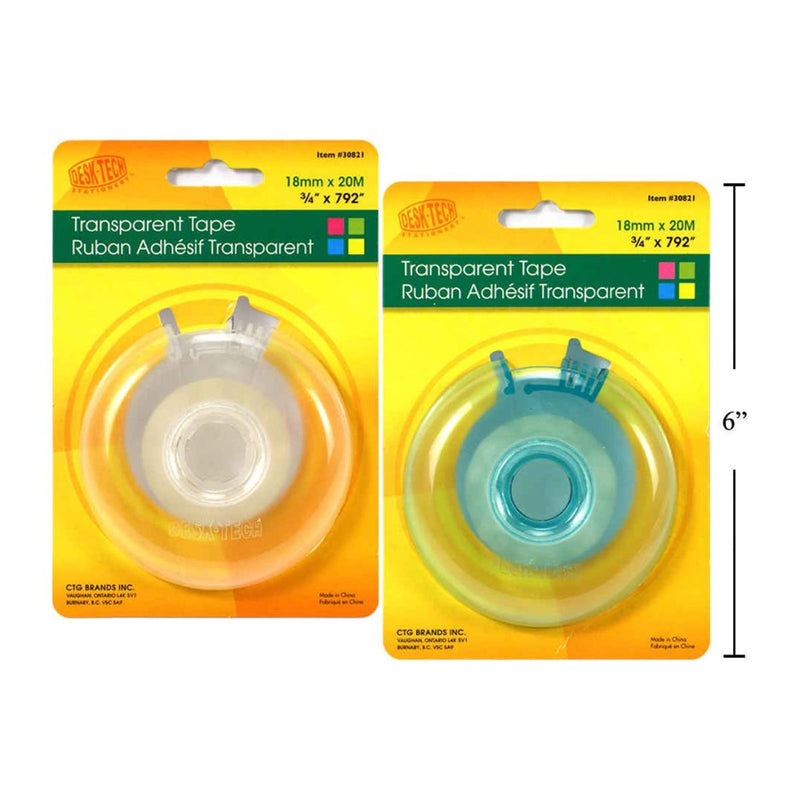 Dispensador de cinta adhesiva Desk Tech Donut, 18 mm x 20 m (1pza colores variados al azar)