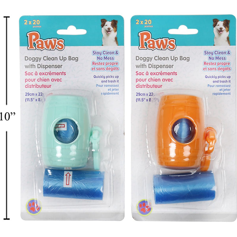 Bolsa para desechos perro dispensador 2 rollos, 20 piezas / rollo ( colores variados al azar)