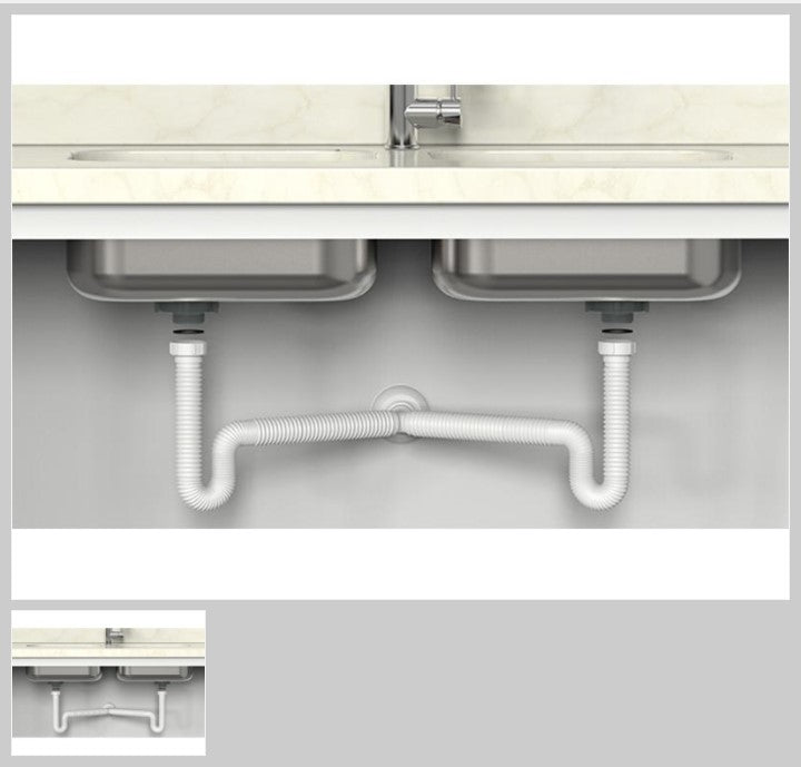 Trampa PVC sifón doble 1 1/2" FLEXIBLE para fregadero tipo Y de 2 vias NESSATI