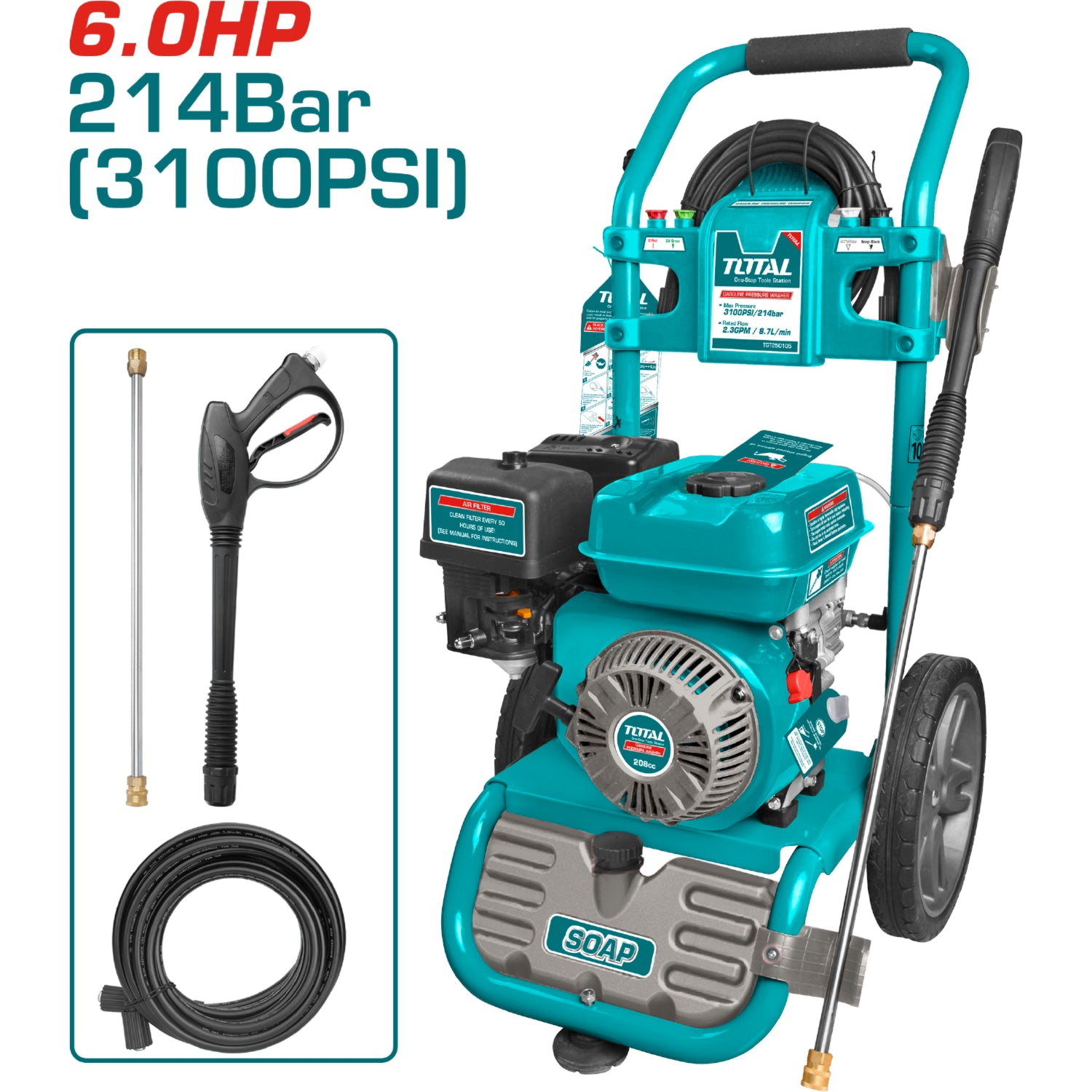 Hidrolavadora a gasolina 6.0HP (3100PSI).