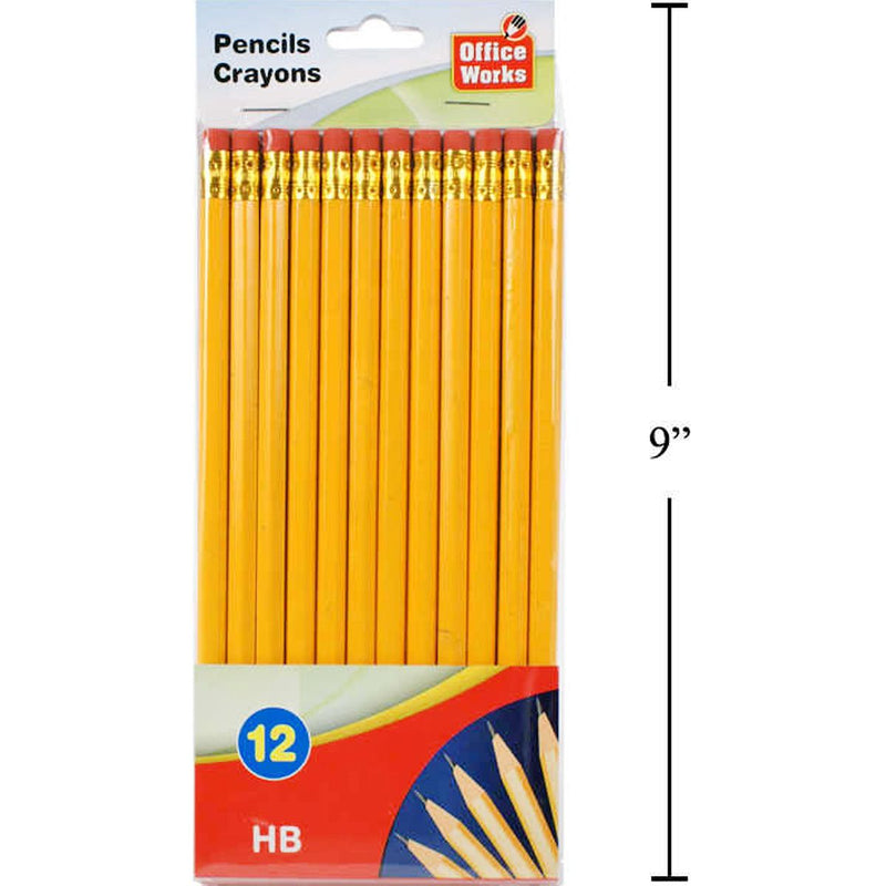Lápiz HB con borrador, 12 pzs