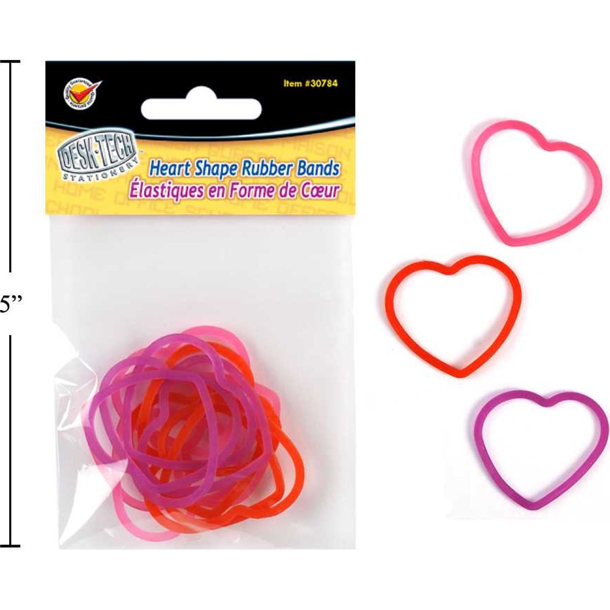 Desk Tech Bandas de goma con forma de corazón, 12 piezas
