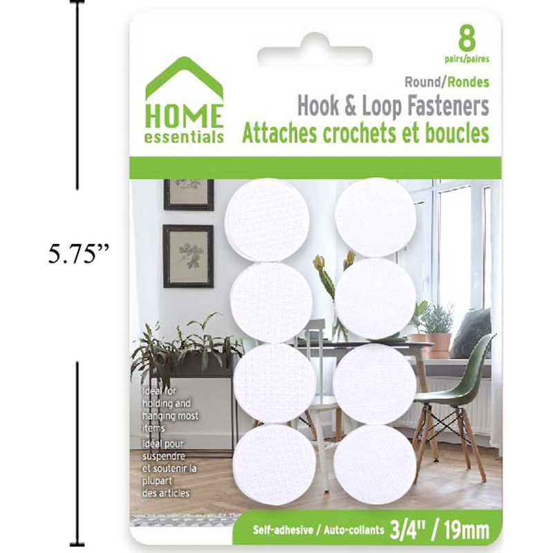 8pzas Sujetadores de cierre magico velcro, 3/4" redondos blanco
