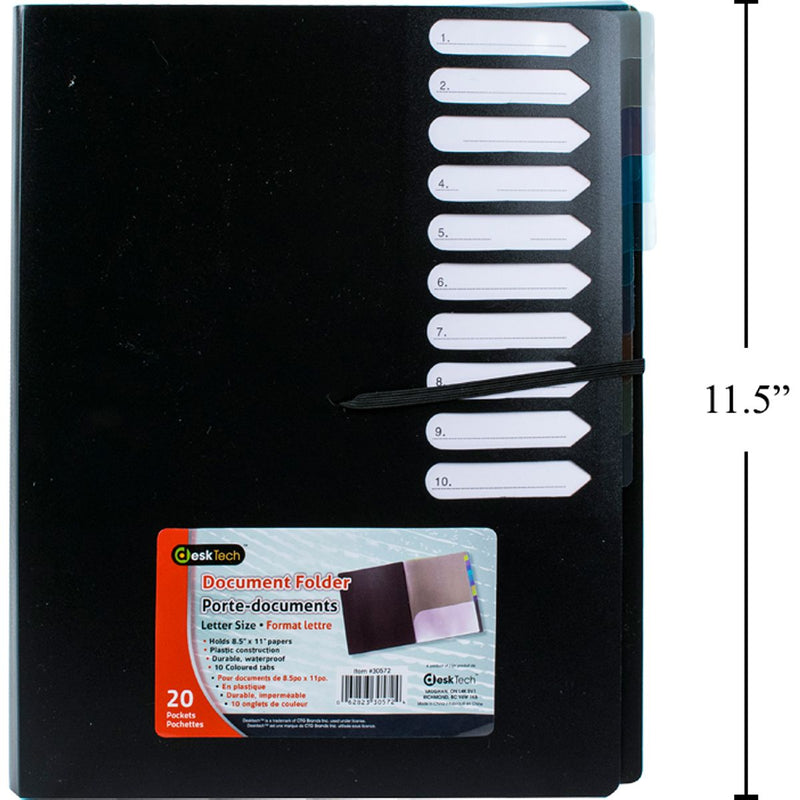 Carpeta de documentos de plástico Desk Tech con lengüeta, 11.5 "x9.5"