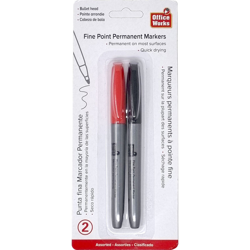 Marcador permanente de punta fina, paquete de 2