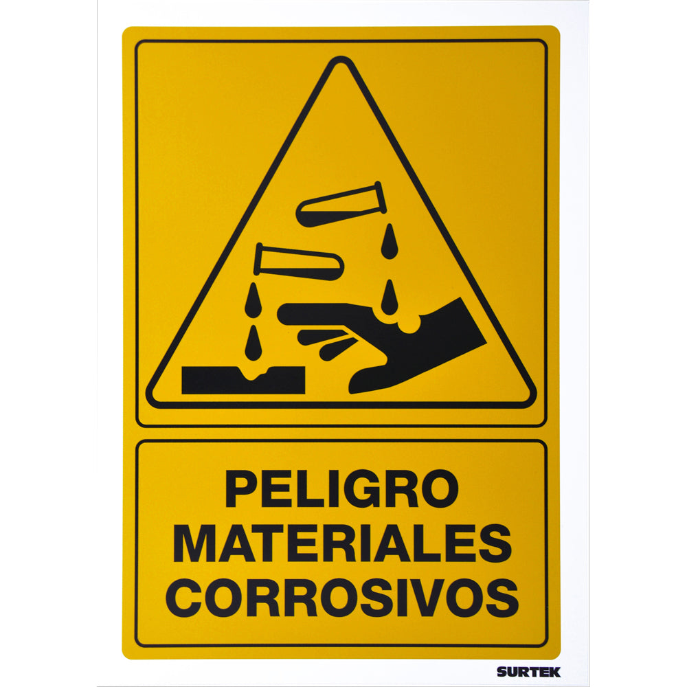 Letrero "Materiales corrosivos" Surtek