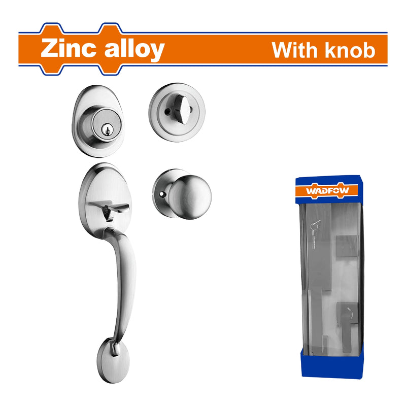 Cerradura para puerta de entrada principal. Acabado de lujo. Niquel satinado. Incluye 3 llaves.