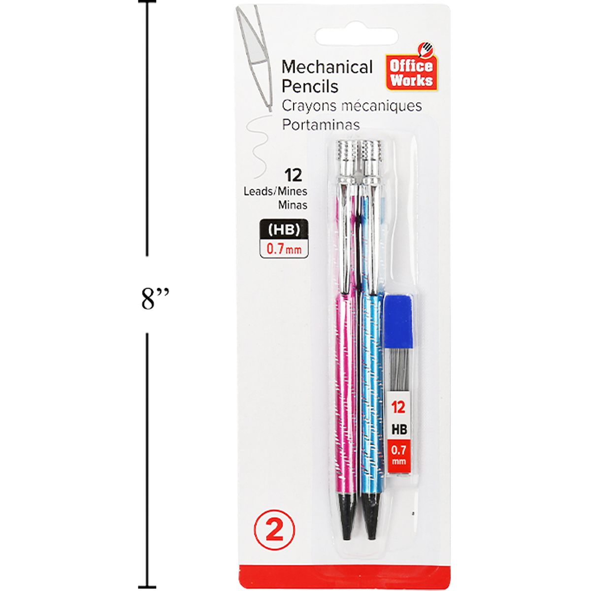 Lápiz mecánico de 2 piezas, 2 estilos, lápiz con 12 derivaciones