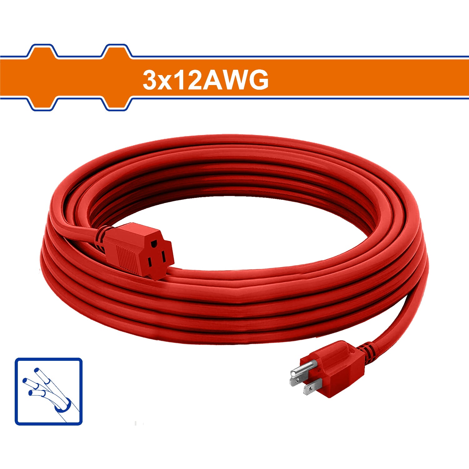 Extensión Eléctrica Polarizada. 125Volt-60Hz. Long: 30m. 3x12AWG. Corriente 18A.