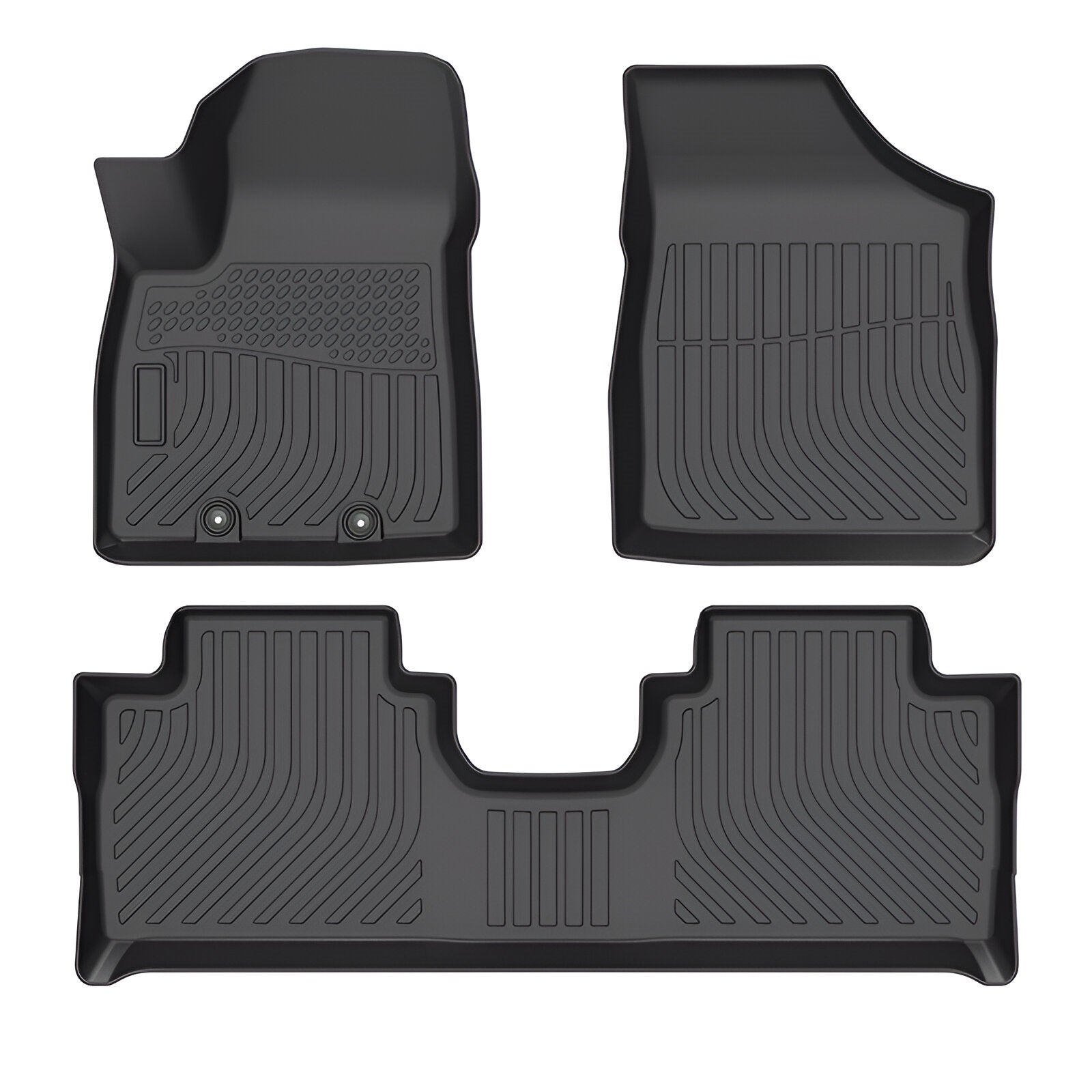 Alfombras 3D tipo bandejas para autos Dongfeng forthing T5 EVO, HEV, Friday . TPE rigidas Juego TAPETES de 3 filas de asientos