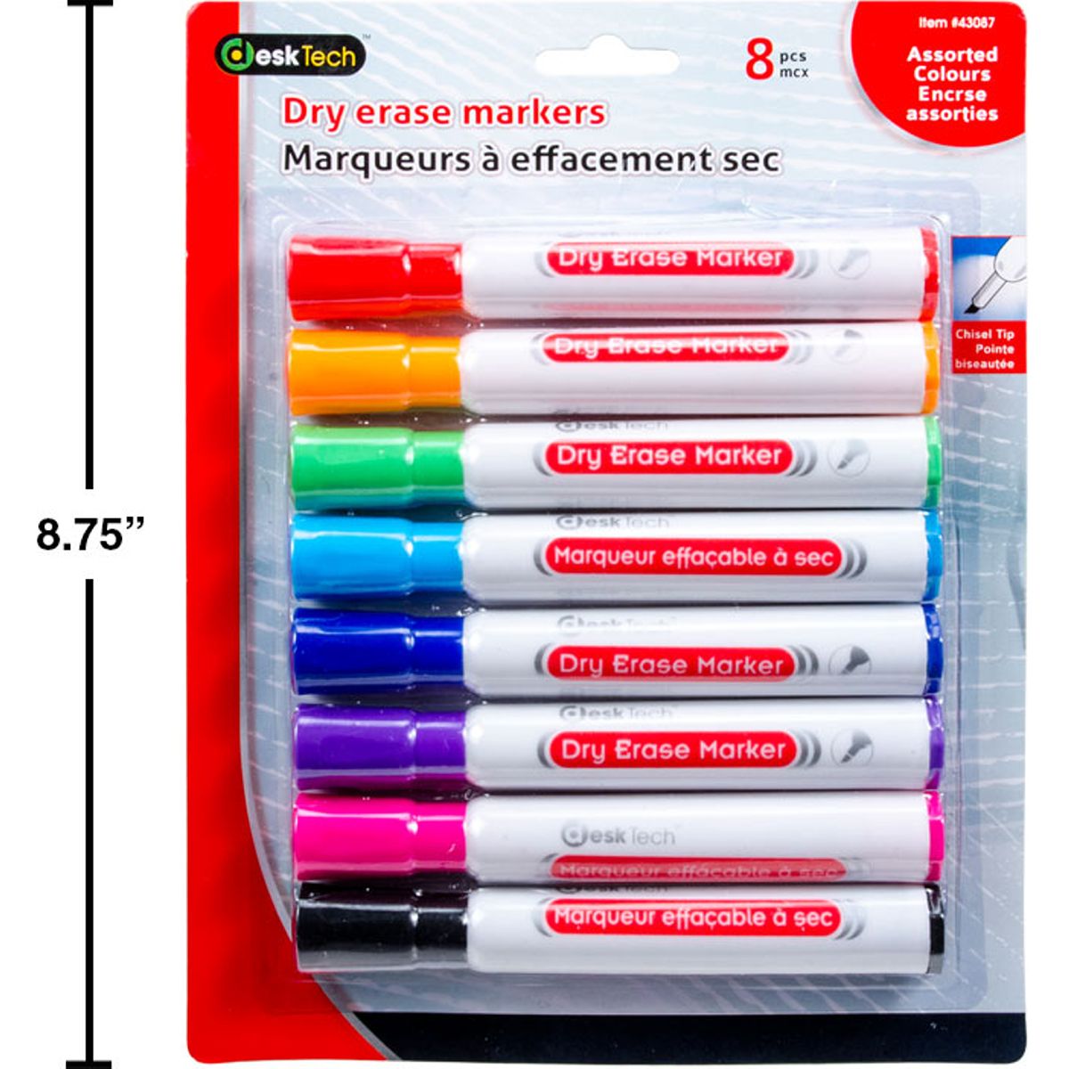 Rotuladores marcadores de colores mixtos Desk Tech, 8 piezas para pizarra