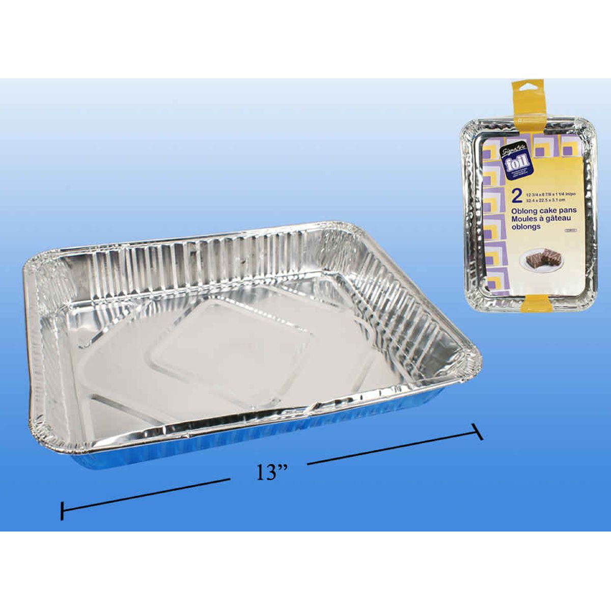 Moldes para pasteles de papel de aluminio oblongos de 2 piezas, 12-3 / 4 "x8-7 / 8" x1-1 / 4 "