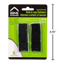 6pzas Sujetadores de cierre magico velcro, 1" cuadrados negro