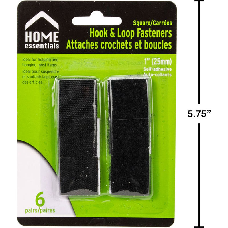 6pzas Sujetadores de cierre magico velcro, 1" cuadrados negro