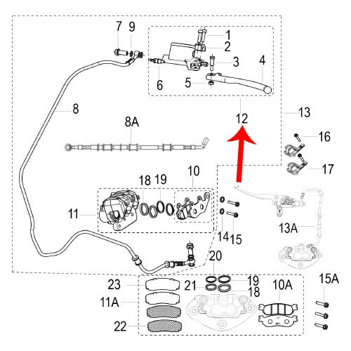 Kit de cilindro maestro trasero (ZAFFERANO250)